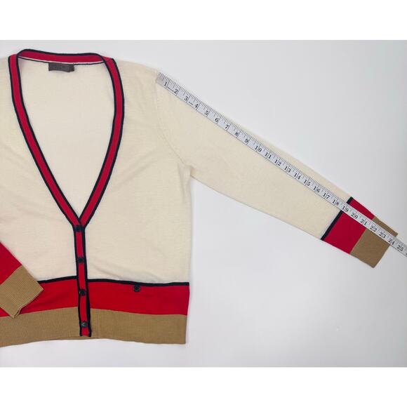 Cortefiel Colorblock Wool Blend European Button Closure Cardigan Women’s Large - Picture 6 of 9